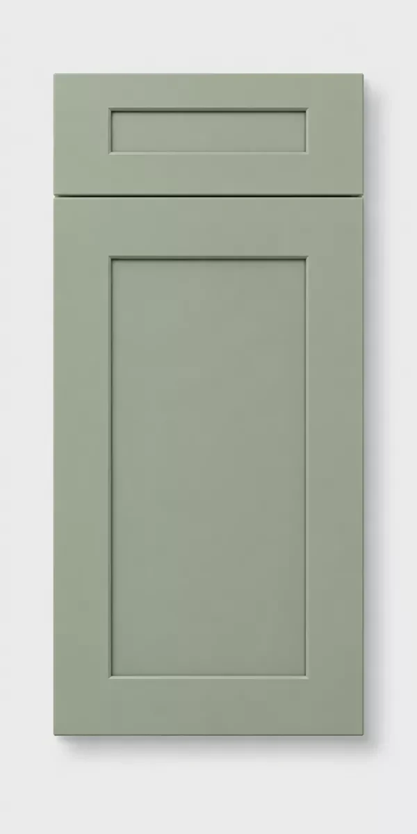 Sage green shaker cabinet door sample